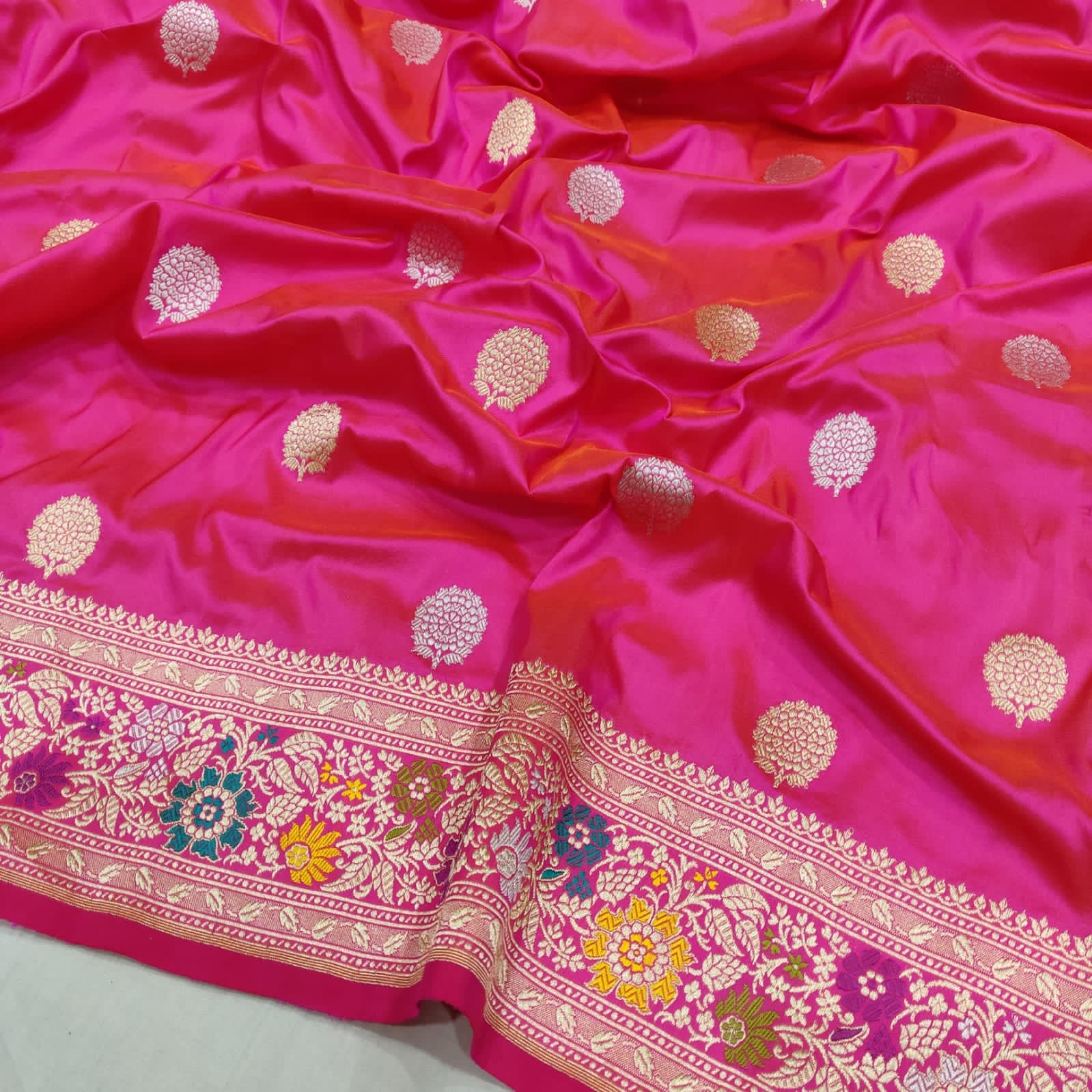 Pink Katan silk handwoven sarees - Saffronfashionindia