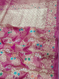 Tissue handwoven pink premium bridal saree