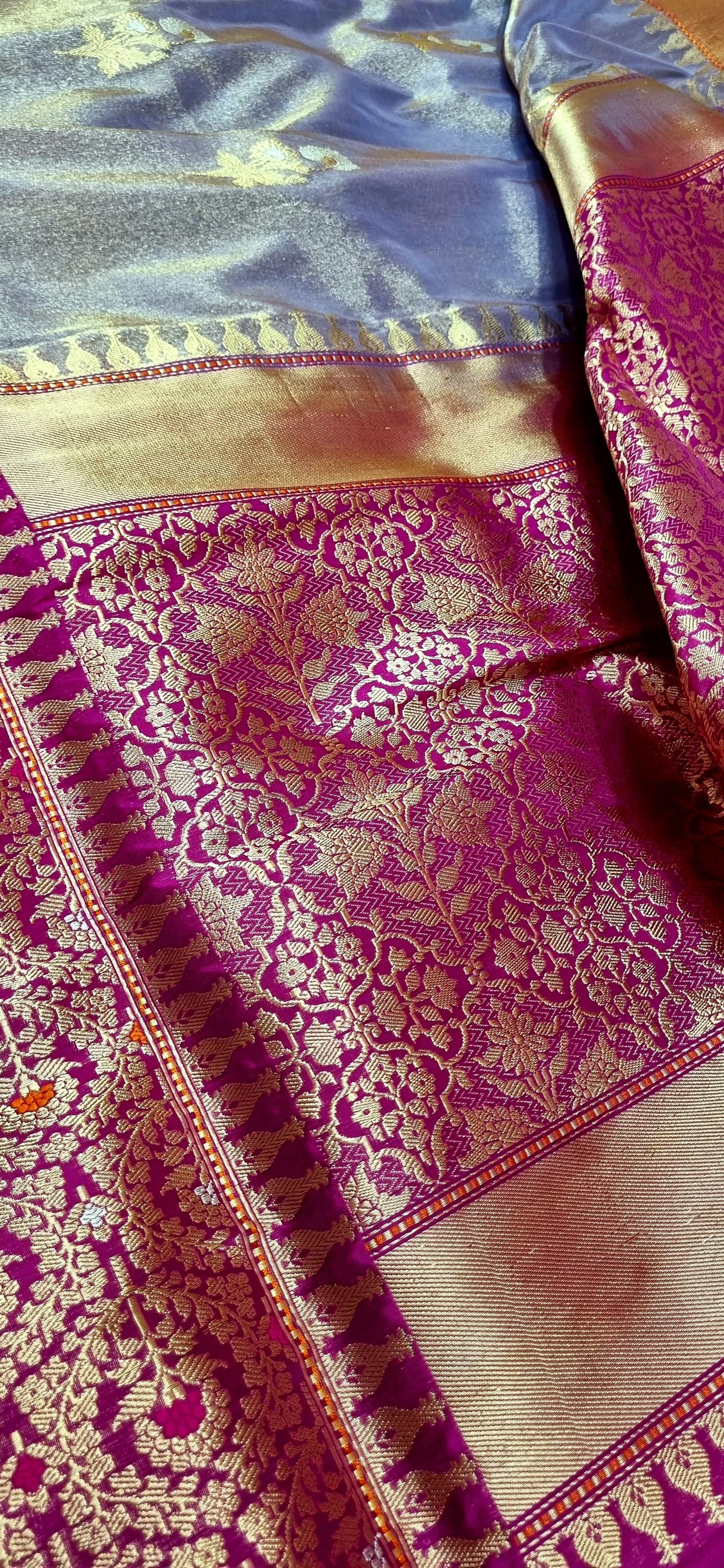 Ramzaan inspired pure banarsi handwoven tissue kadwa saree - Saffronfashionindia