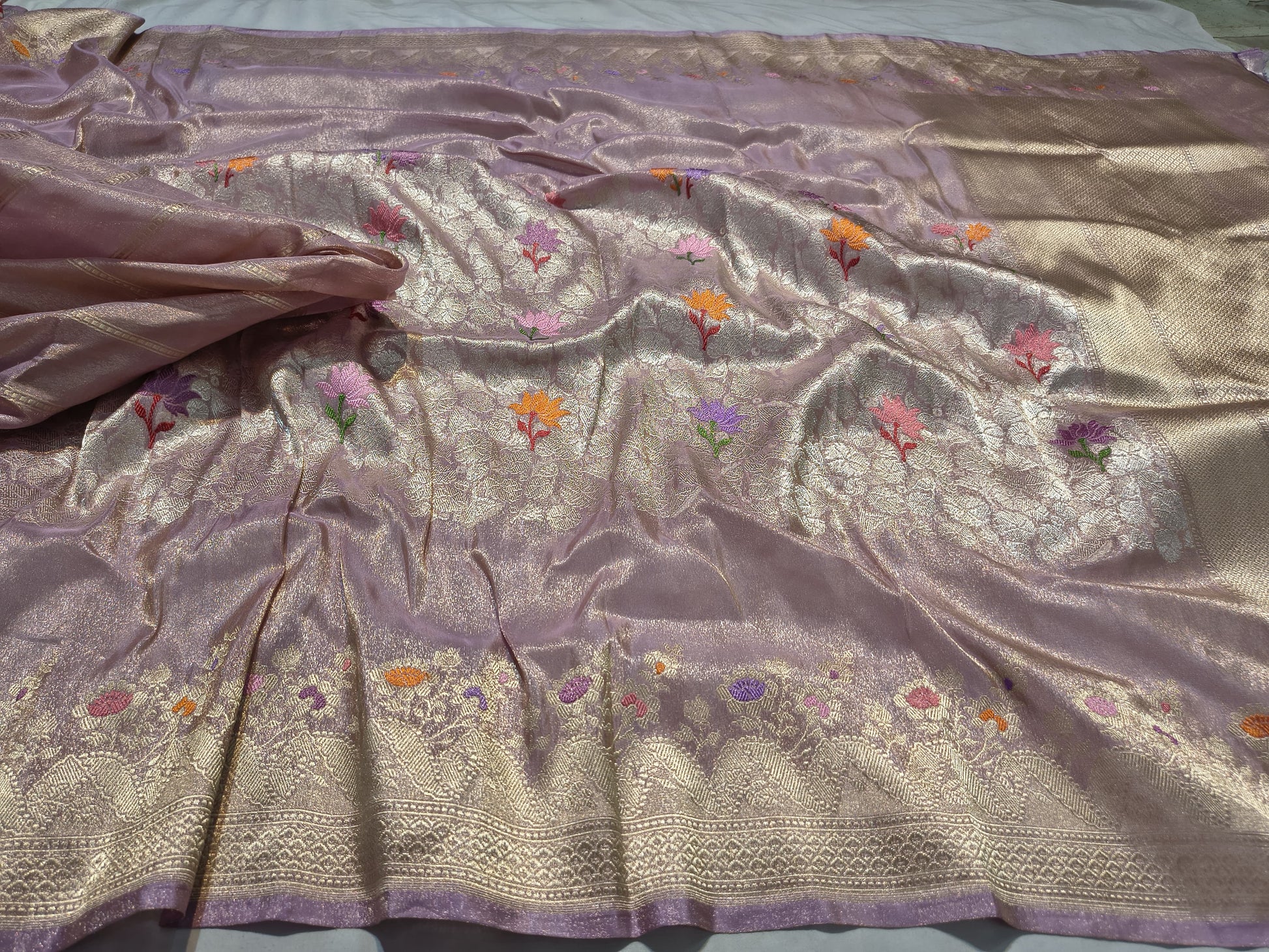 Banarsi kadwa tissue silk saree tilfi meenakari sarees - Saffronfashionindia