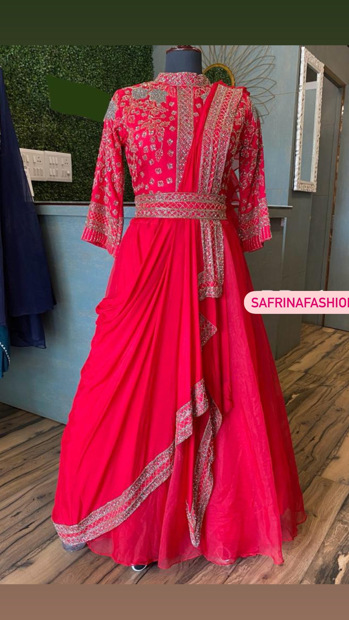 Red indowestern dress fairy dress - Saffronfashionindia