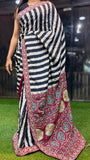 Ajrakh saree hand embroidered saree women sari blouse SaffronFashion