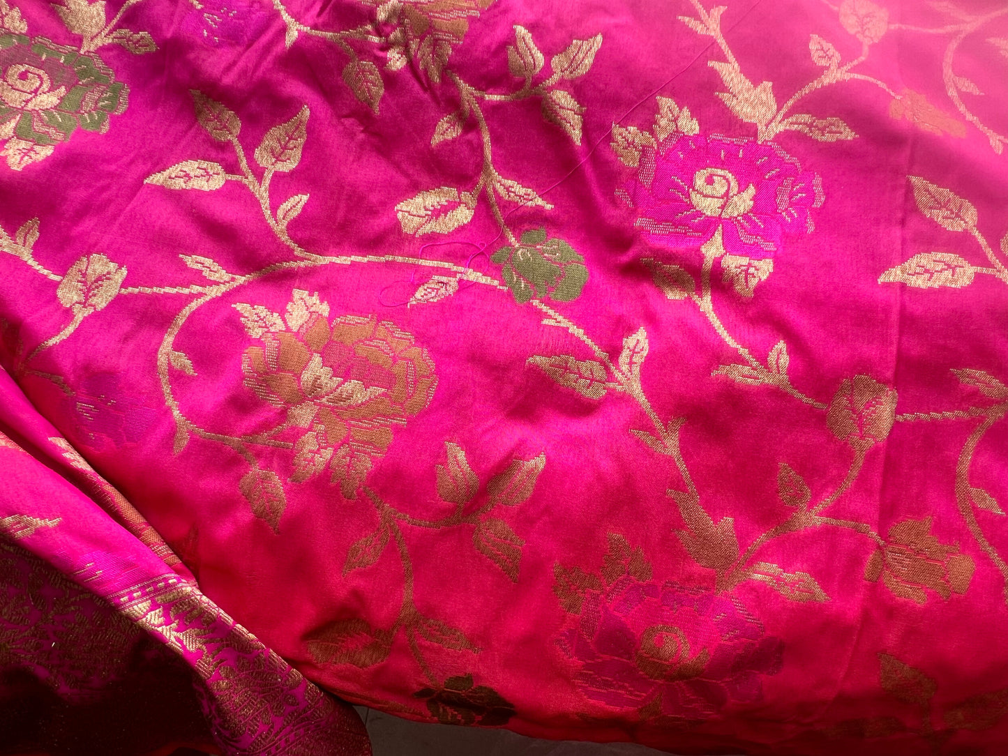 Pink Floral saree Banarsi saree silk saree SaffronFashion