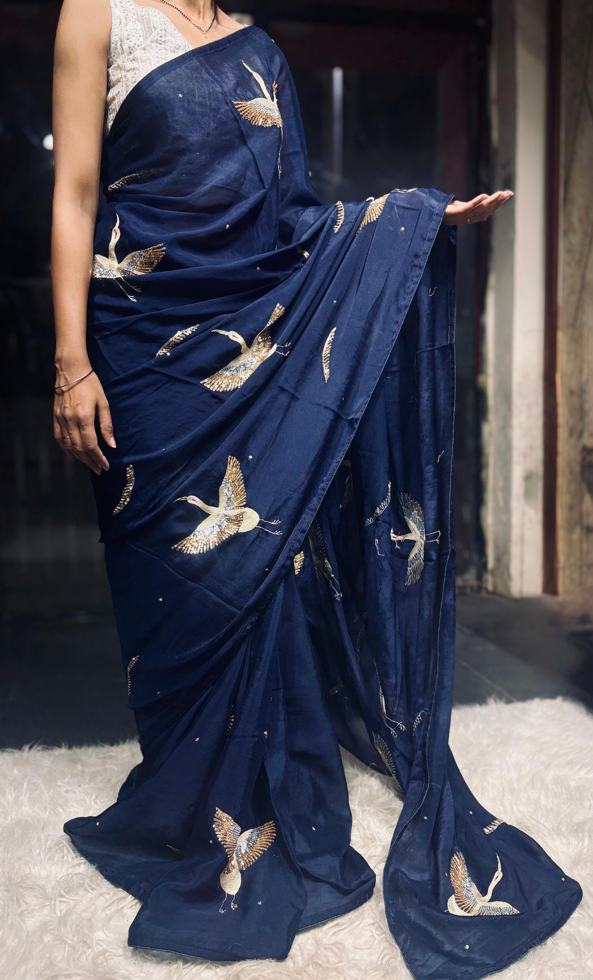 Bird inspired saree Partywear sarees Indian sari blouse Saffronfashionindia