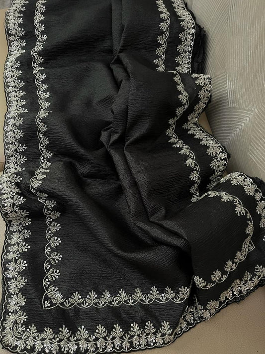 Ruhaani crushed tissue partywear sarees - Saffronfashionindia