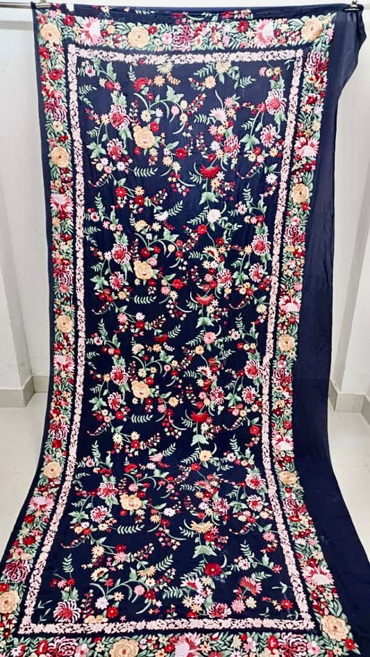 Guldasta Parsi authentic gara dupatta - Saffronfashionindia