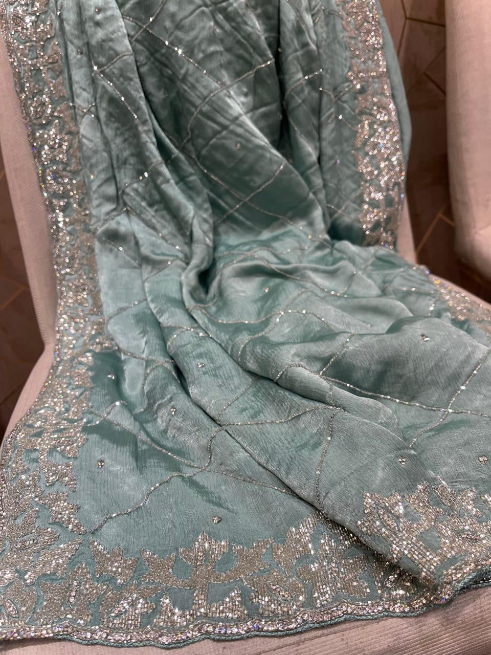 Satin Crepe Sarees Indian Saree wedding saree - Saffronfashionindia