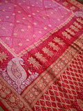 Strawberry peachy dual shades Khaddi Gorgette saree