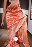 Wedding bridal saree orange Khaddi Gorgette sarees