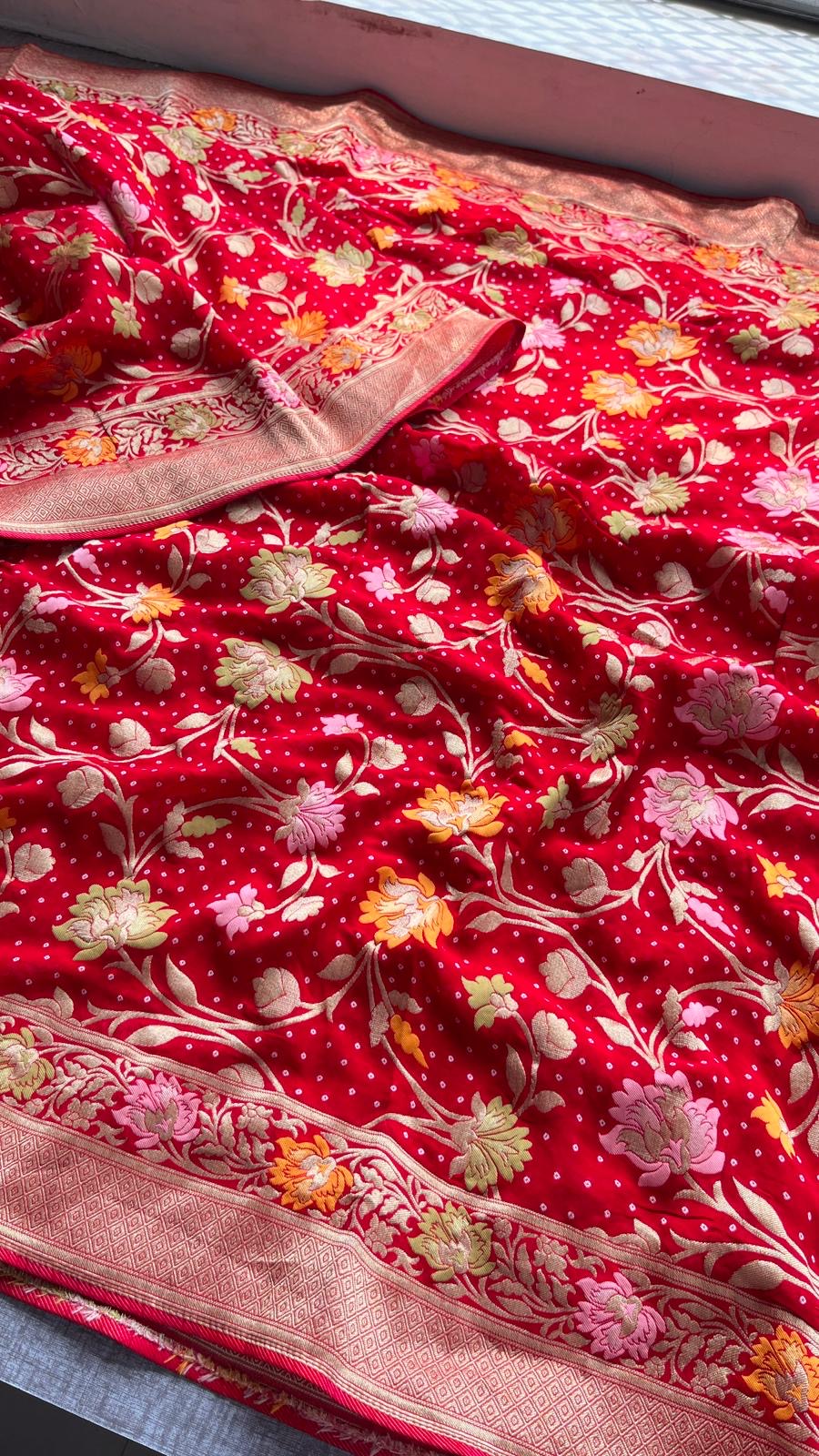 Muvish Khaddi Gorgette saree Indian sarees - Saffronfashionindia