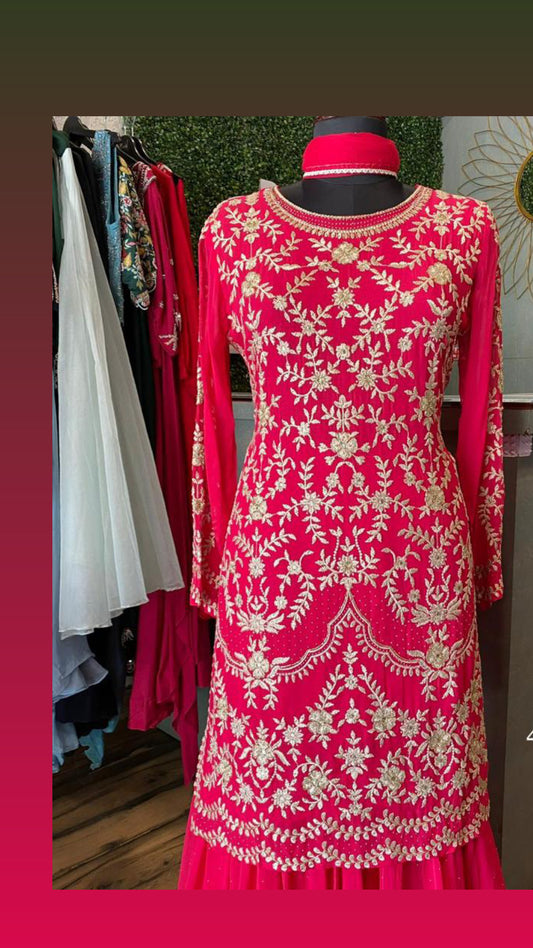 Red hot indowestern dress party dress - Saffronfashionindia