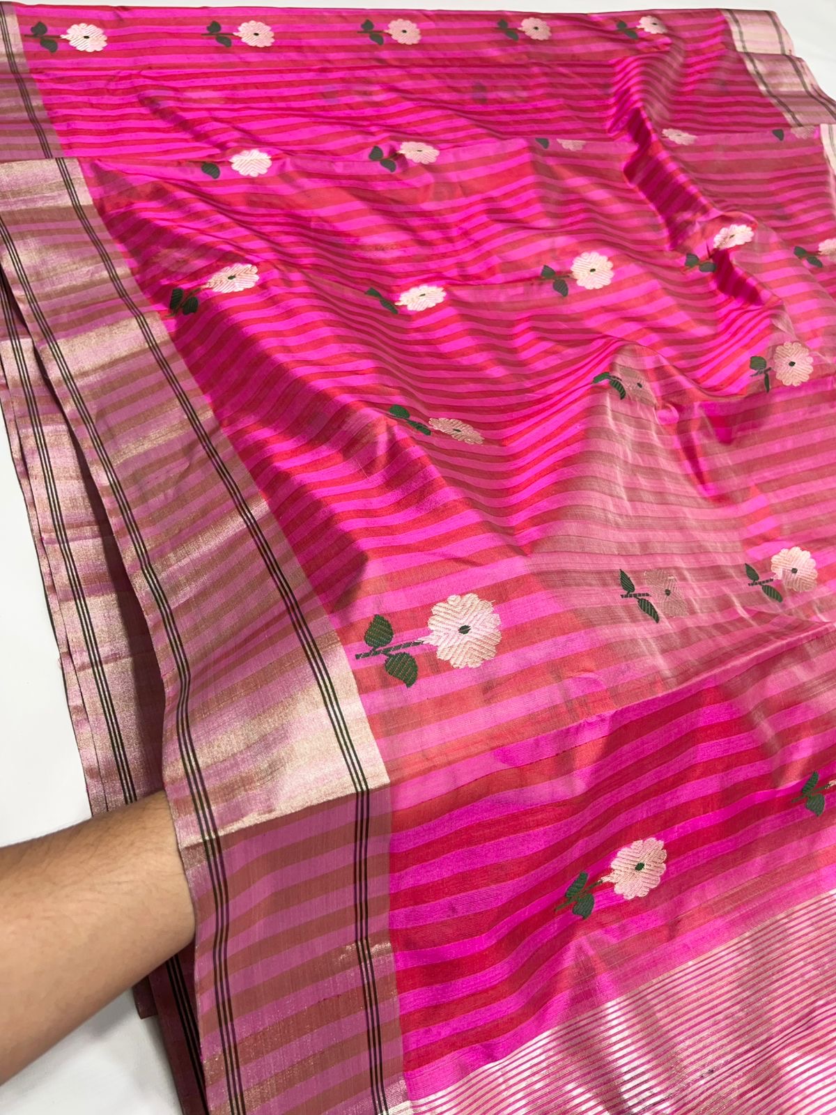 Handwoven pink saree Chanderi saree Indian sari blouse SaffronFashion