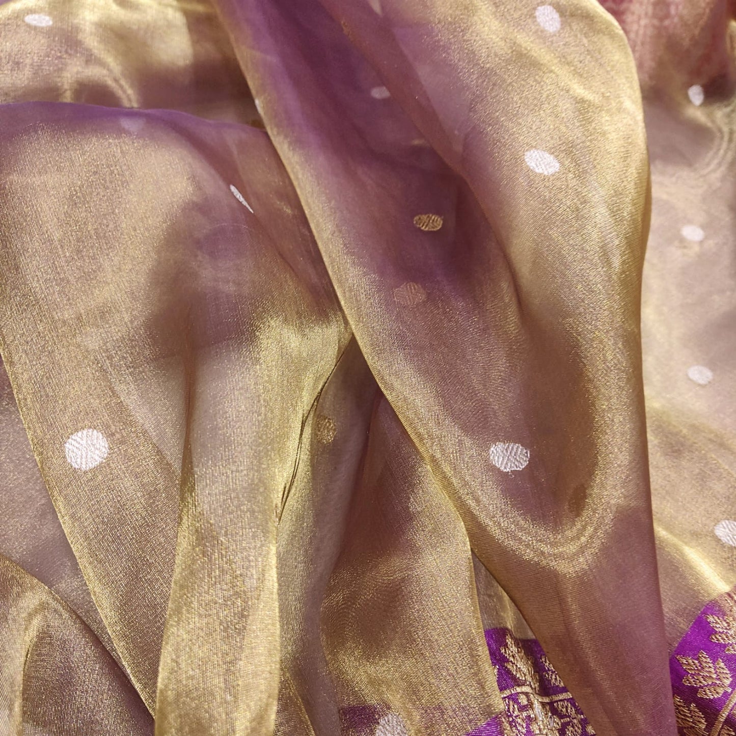 Lamaina tissue saree handwoven Zari booties sarees - Saffronfashionindia