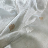 Silver inspired kora tissue handwoven saree