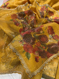 Digitally printed organza floral sarees