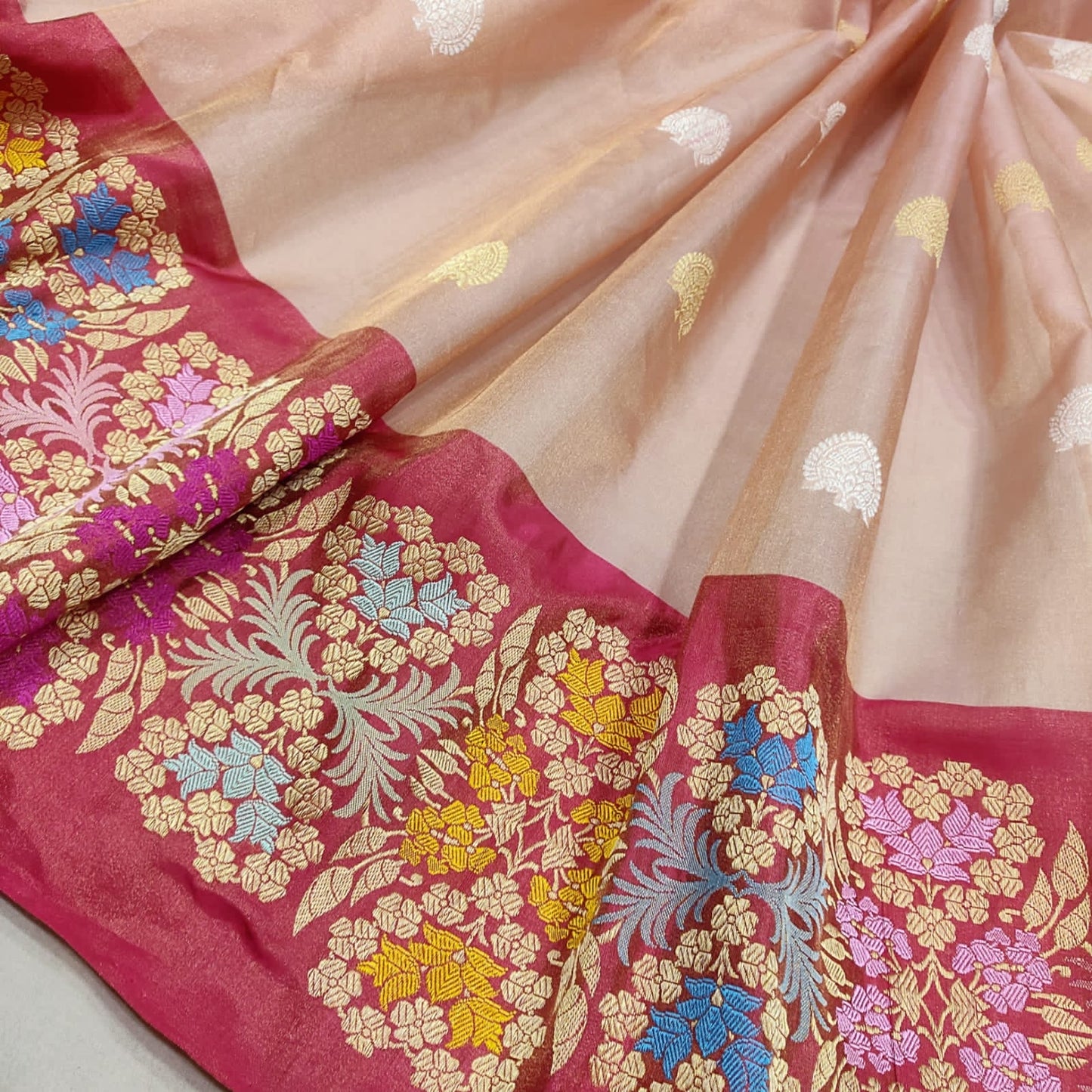 Razi tissue handwoven kadwa saree - Saffronfashionindia