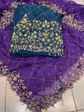Organza crepe embroidered salwar suit