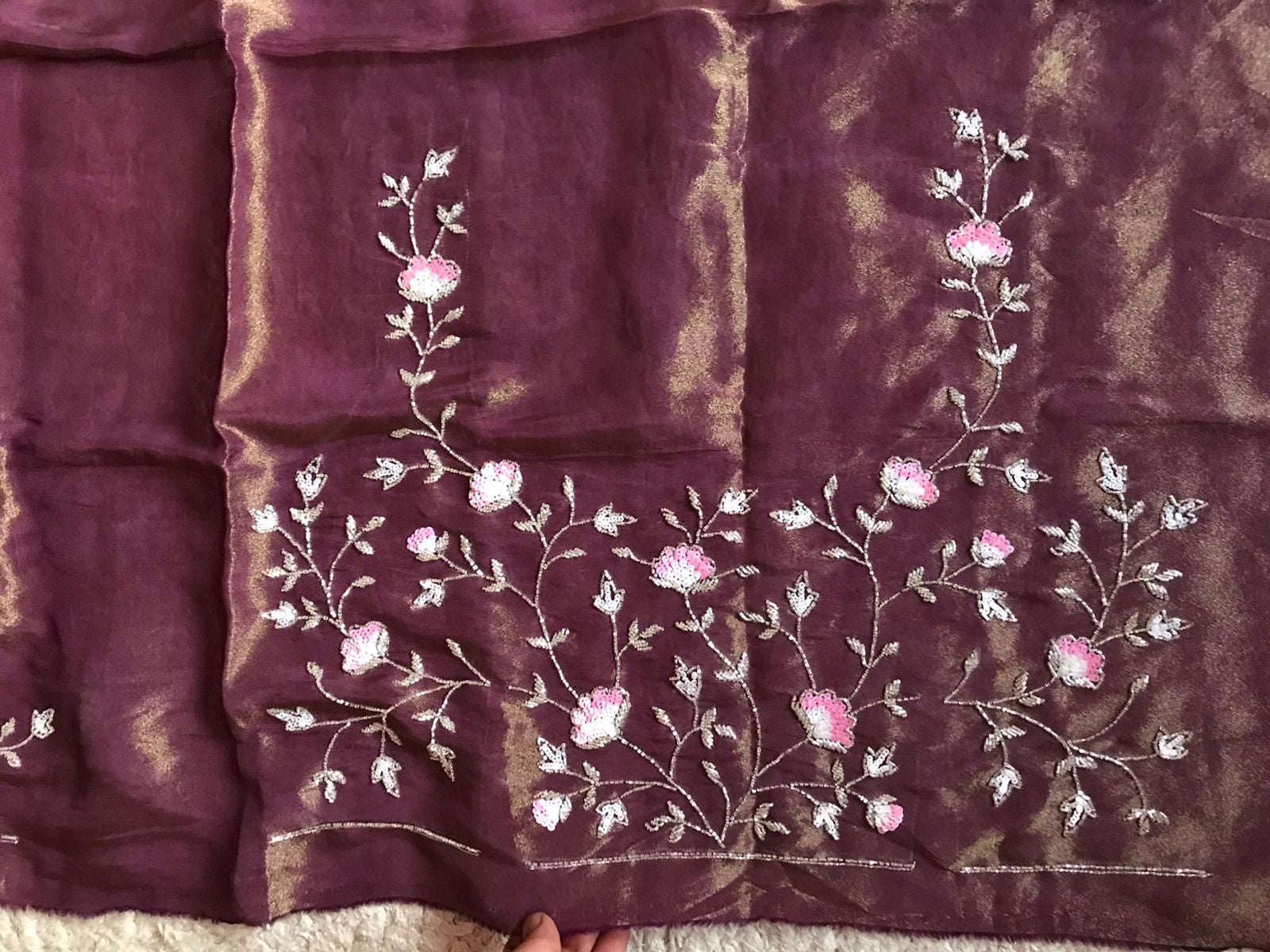 Shaded premium tissue organza sarees Indian sari - Saffronfashionindia