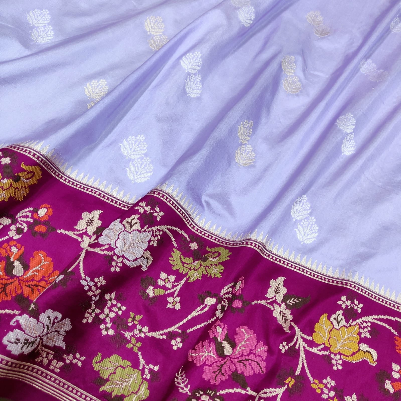 Purple katan silk saree handwoven sarees blouse Indian saree - Saffronfashionindia