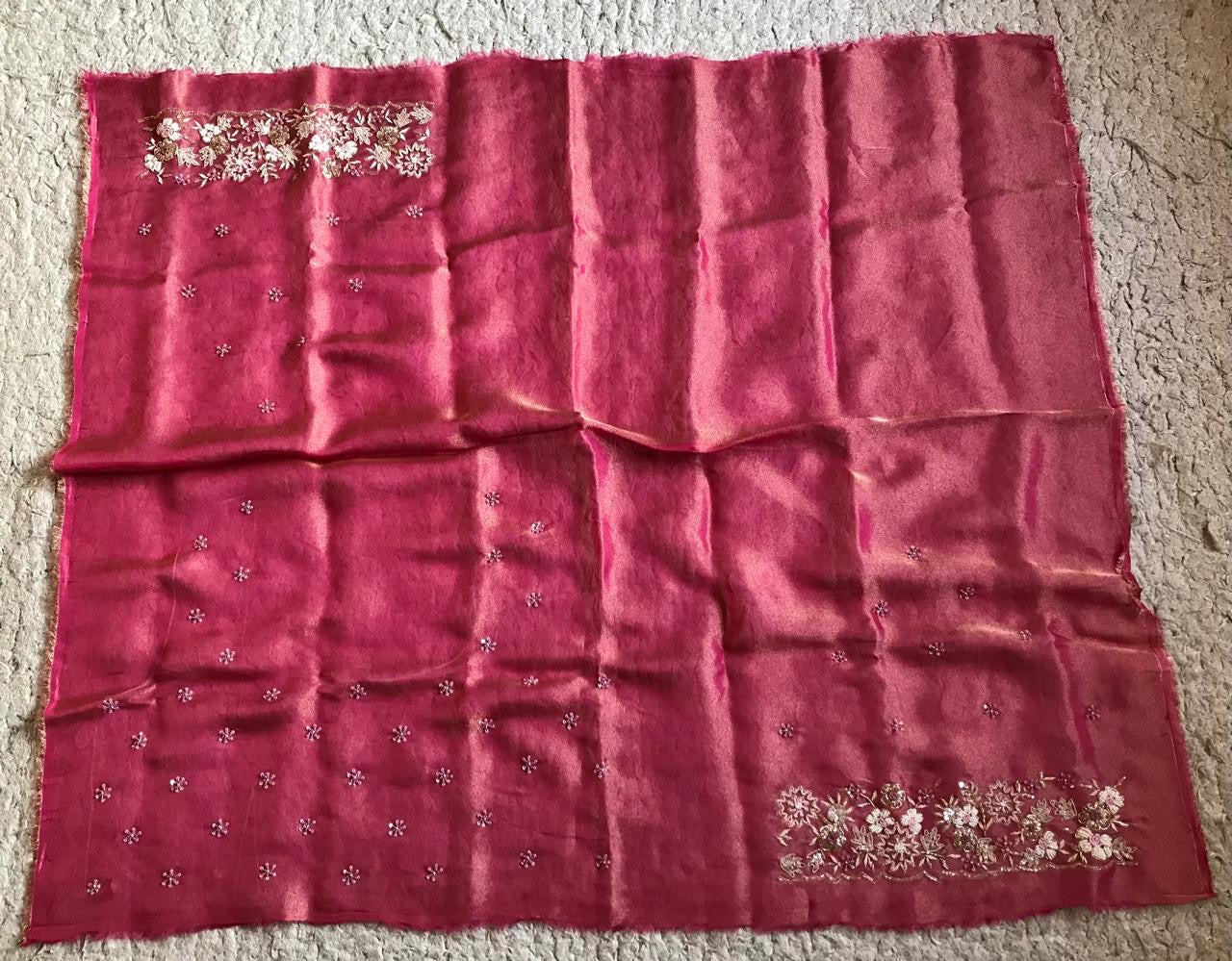 Banarsi tissue saree Organza saree Indian sari blouse - Saffronfashionindia