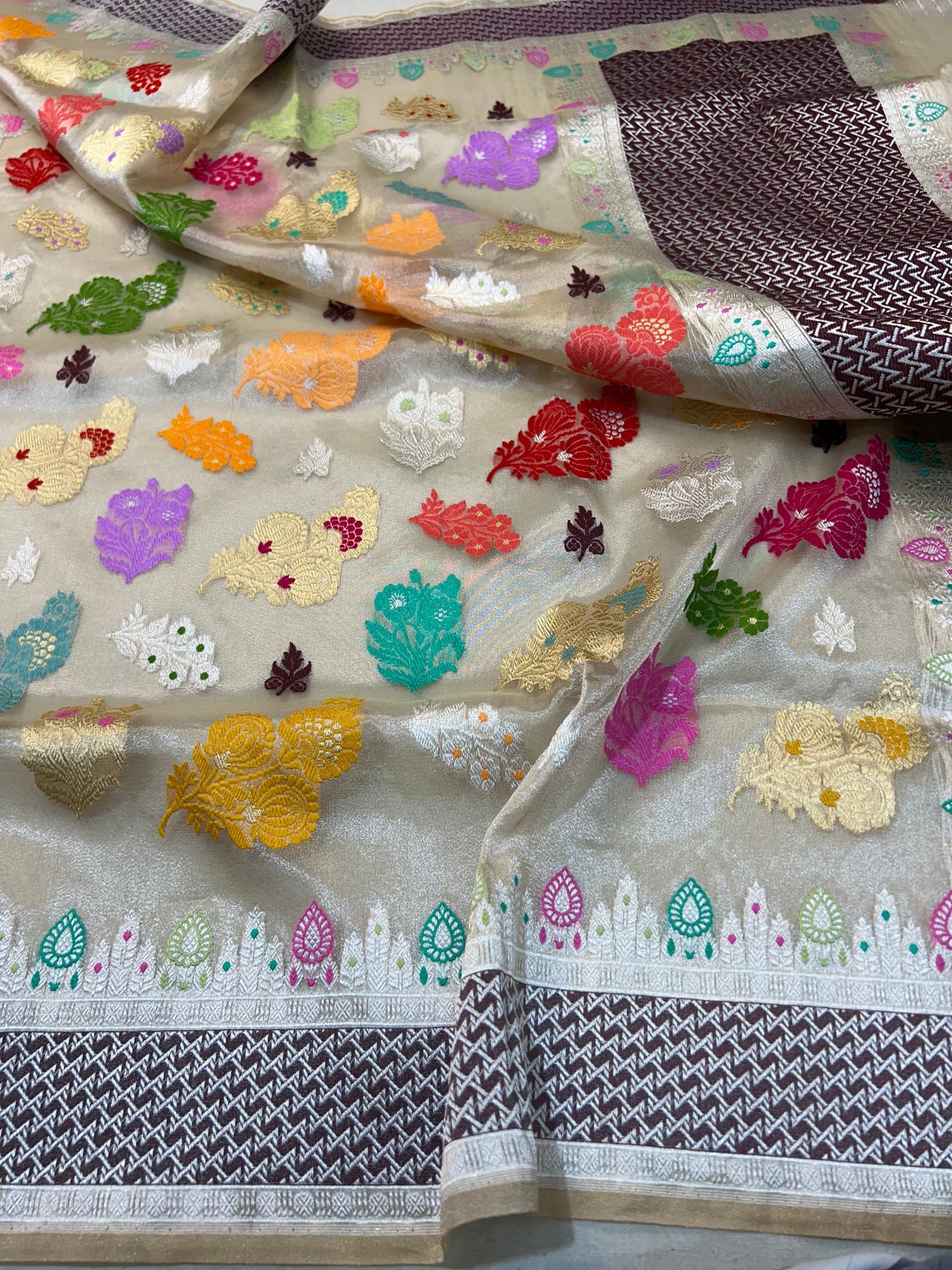 Subhanallah katan tissue saree Indian saree wedding sari SaffronFashion