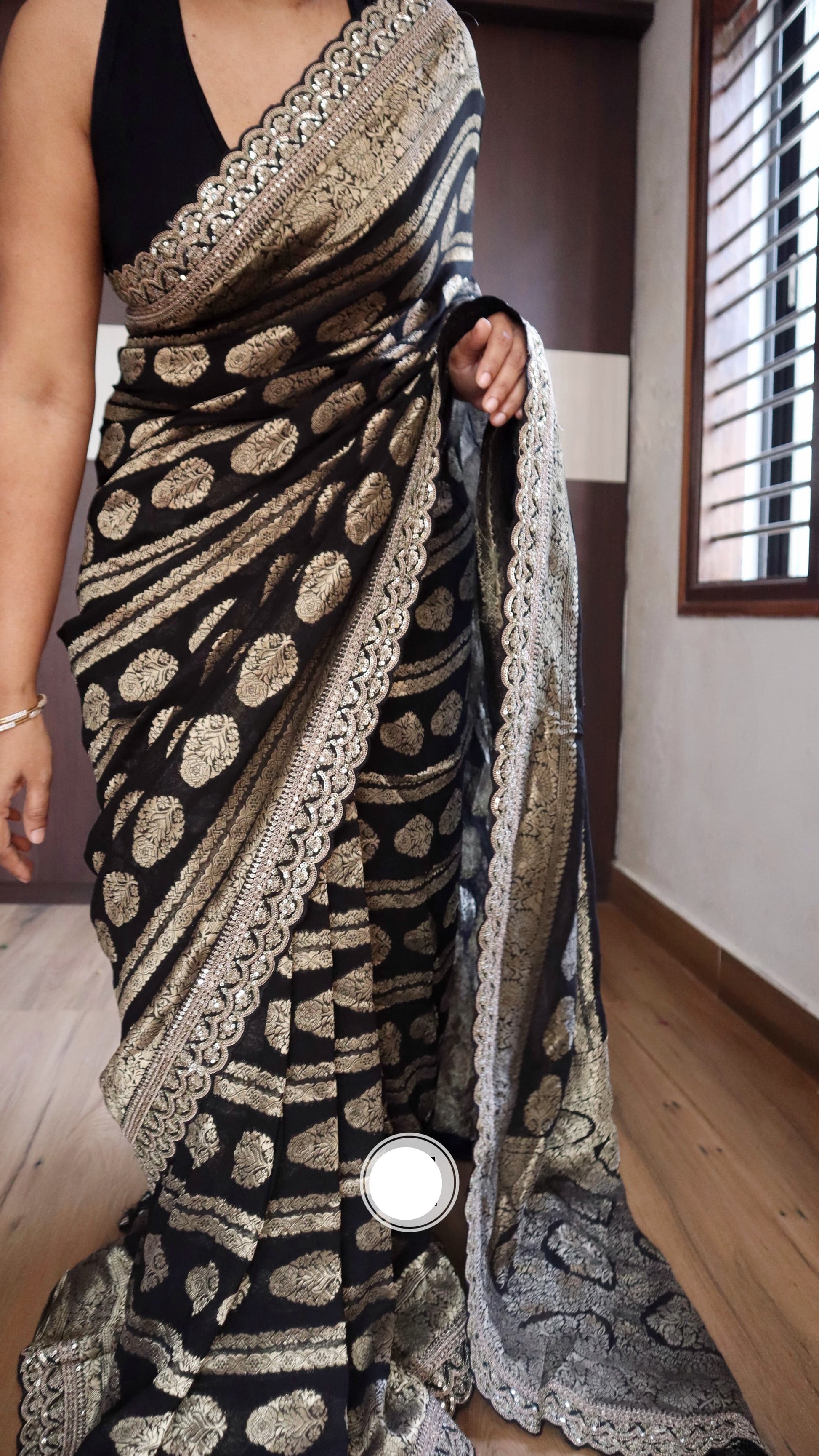 Khaddi saree Gorgette saree Indian saree blouse - Saffronfashionindia