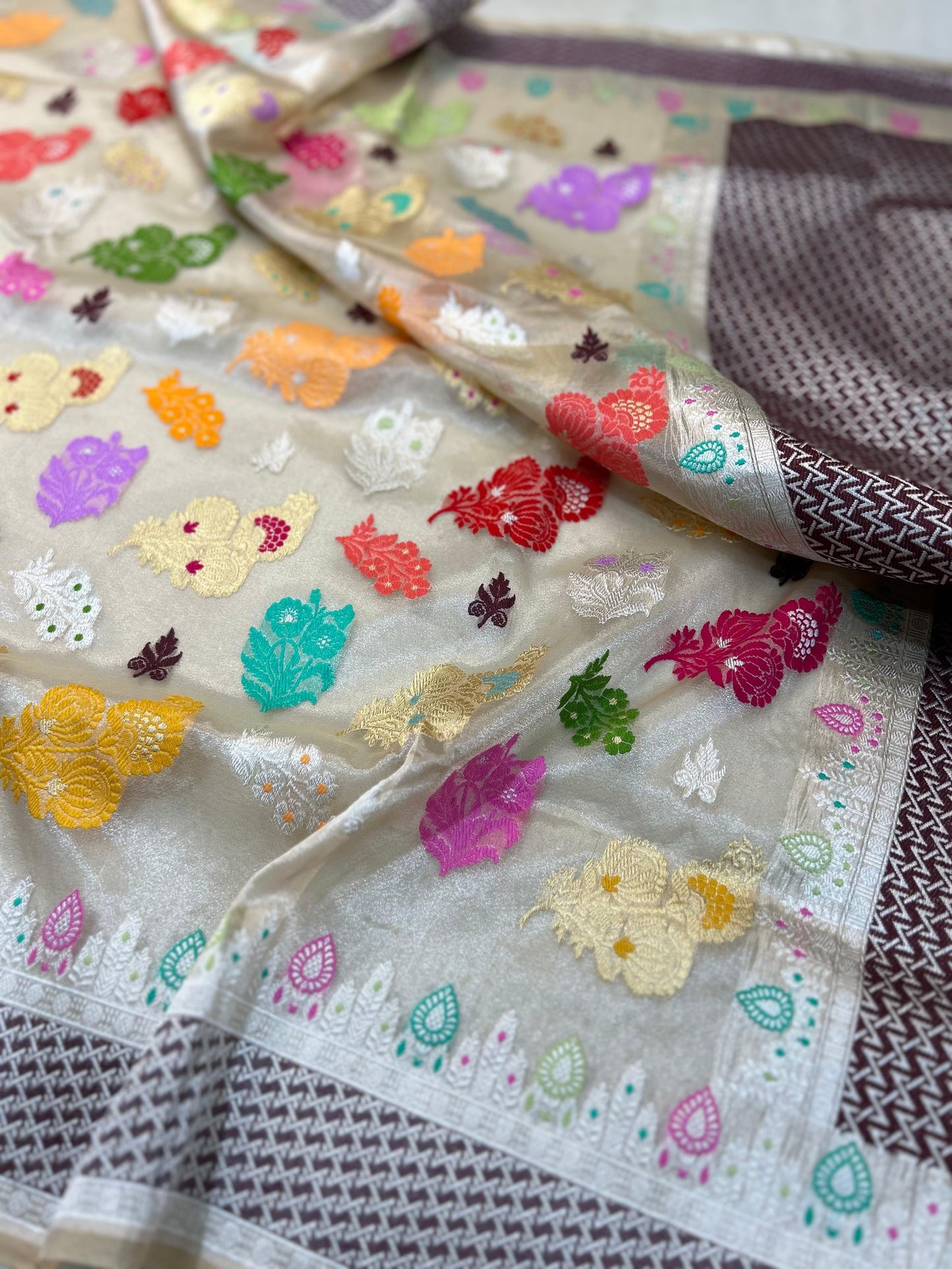 Subhanallah katan tissue saree Indian saree wedding sari SaffronFashion