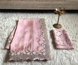 Rose pink premium tissue silk saree Partywear sarees