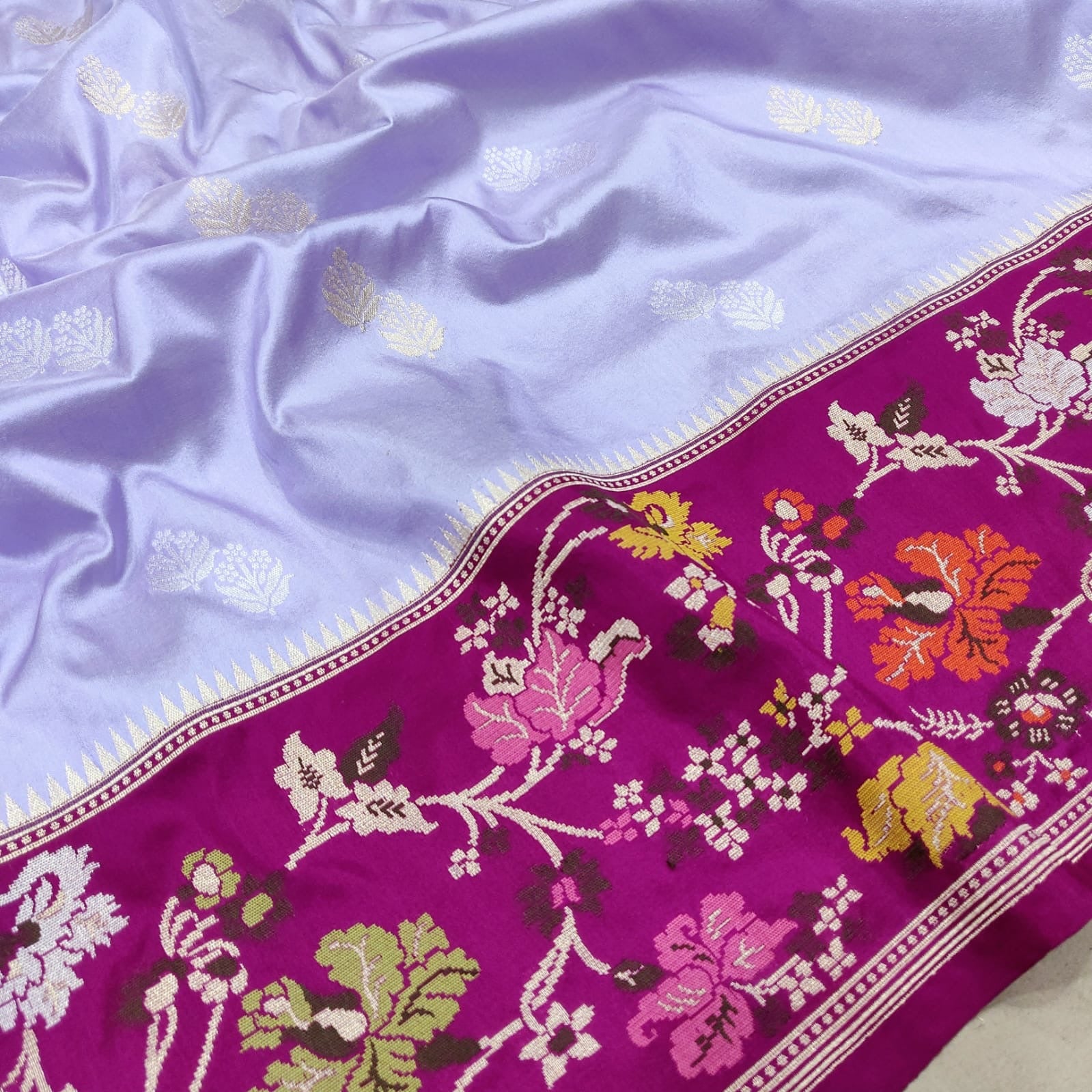 Purple katan silk saree handwoven sarees blouse Indian saree - Saffronfashionindia