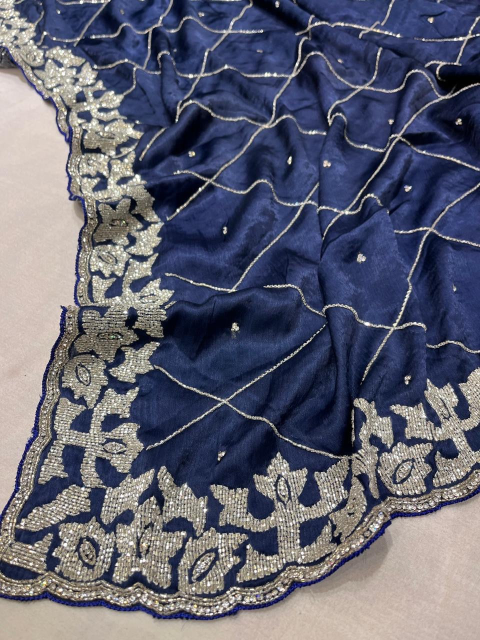 Satin Crepe Sarees Indian Saree wedding saree - Saffronfashionindia