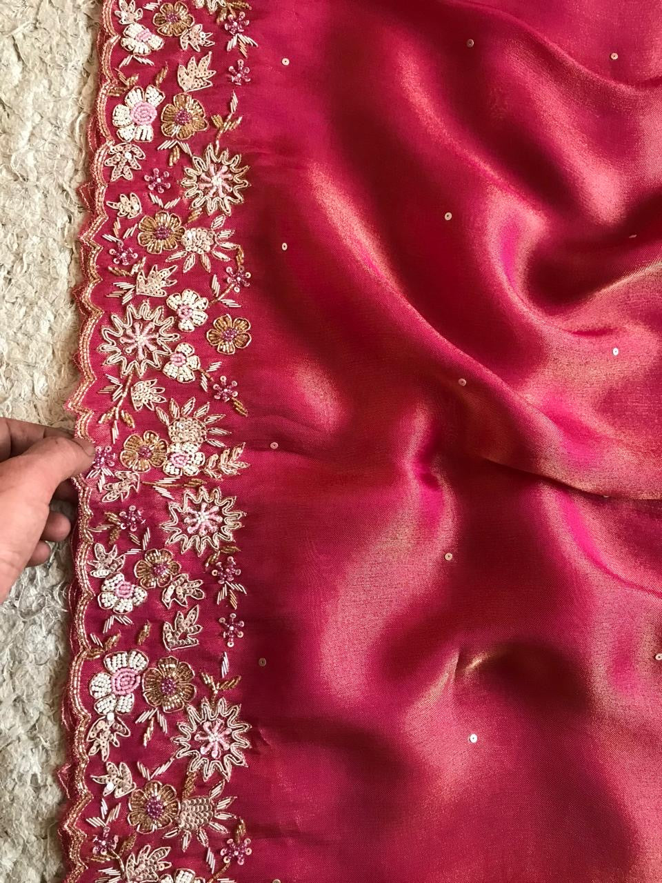 Banarsi tissue saree Organza saree Indian sari blouse - Saffronfashionindia