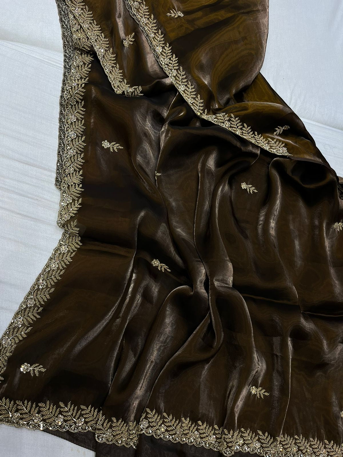 Simana tissue organza saree,,,,,reception sari - Saffronfashionindia