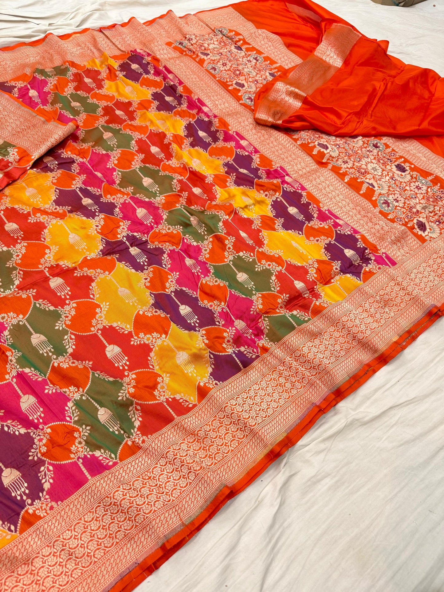 Handmade Banarsi saree rangers saree women sari blouse SaffronFashion