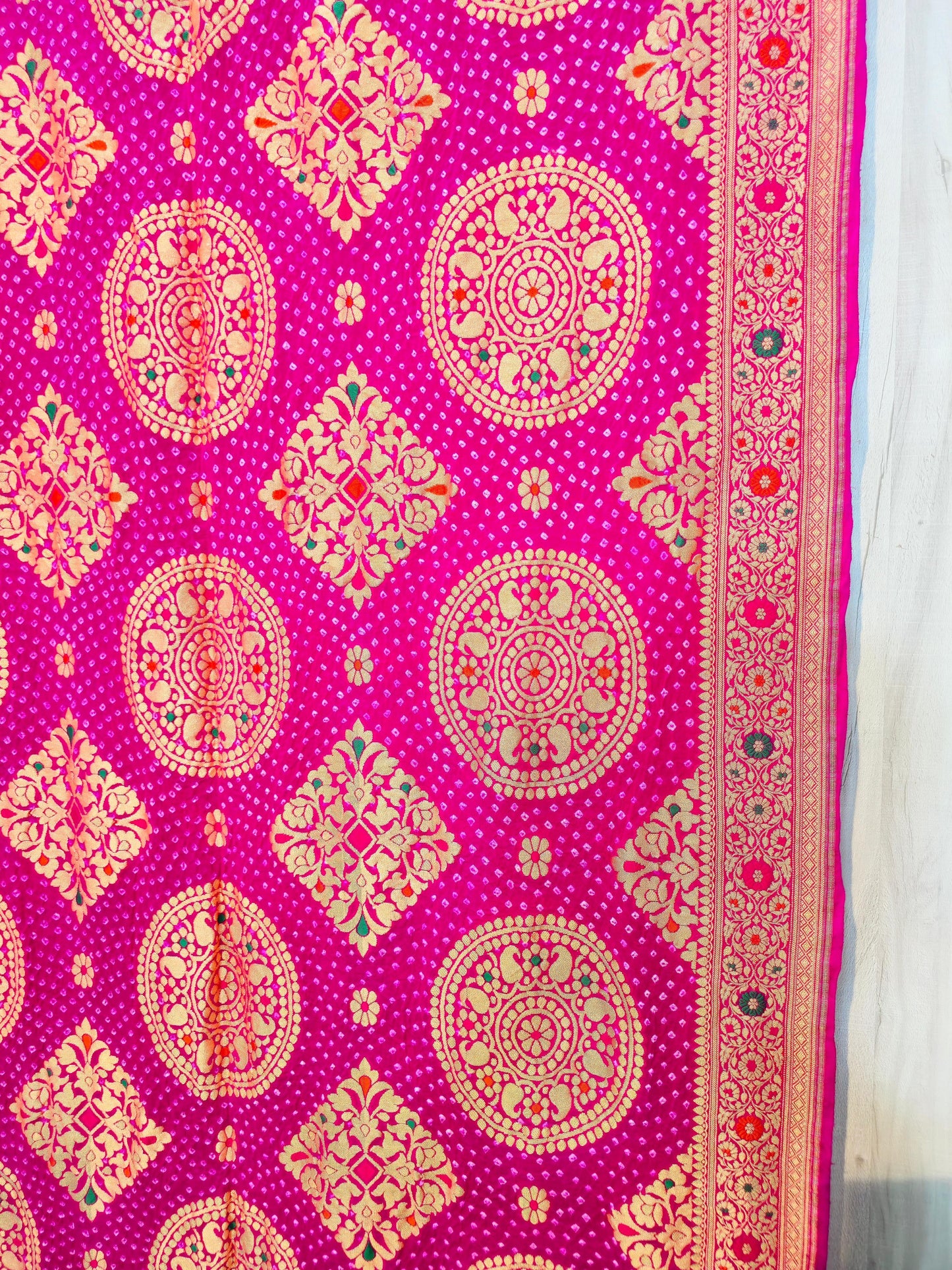 Avisha gorgette saree meenakari saree Indian sari blouse Saffronfashionindia