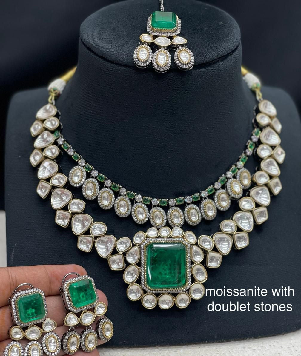 Mashallah Kundan polki wedding set - Saffronfashionindia