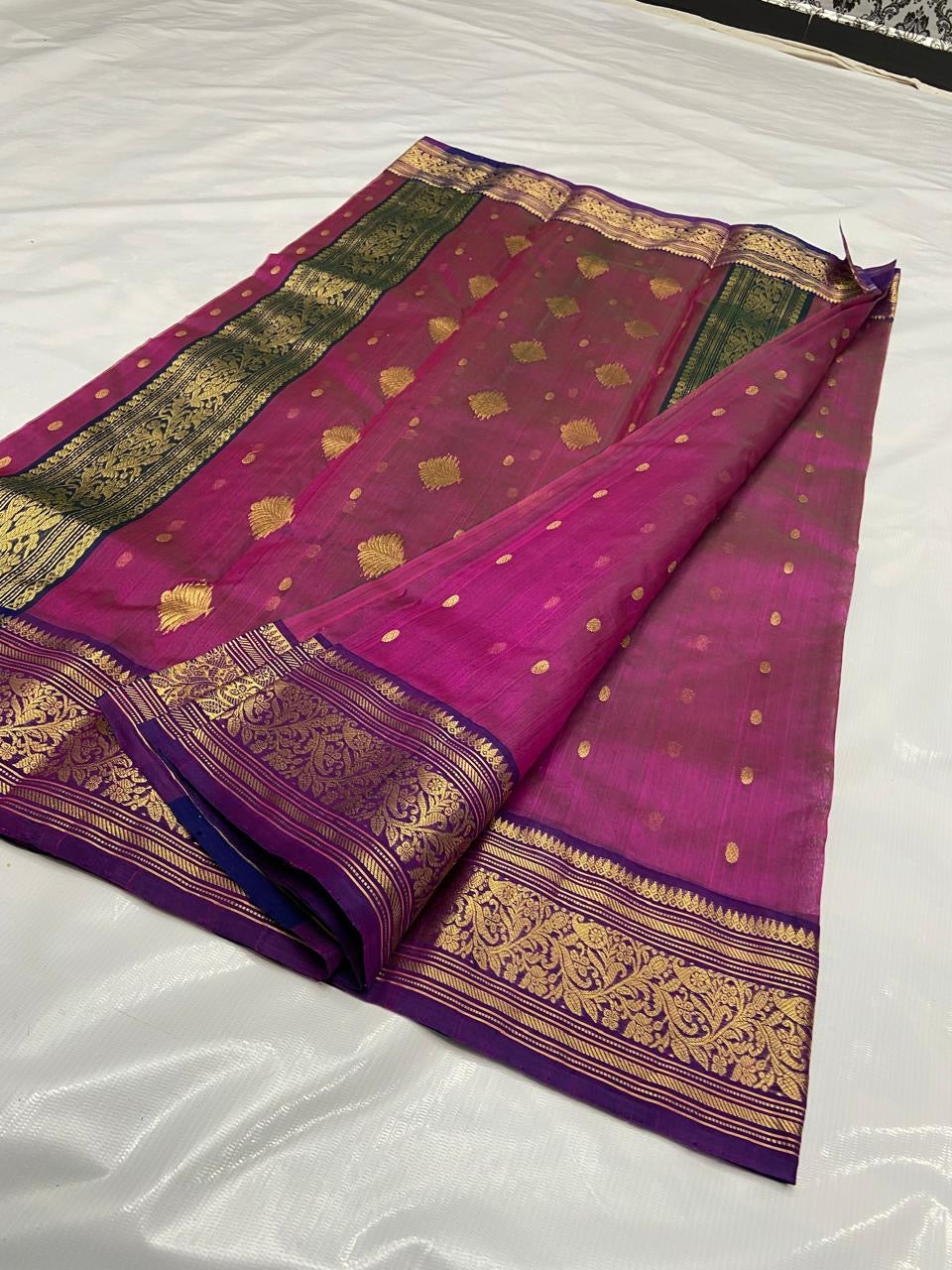 Navisha saree Chanderi silk saree Indian saree blouse - Saffronfashionindia