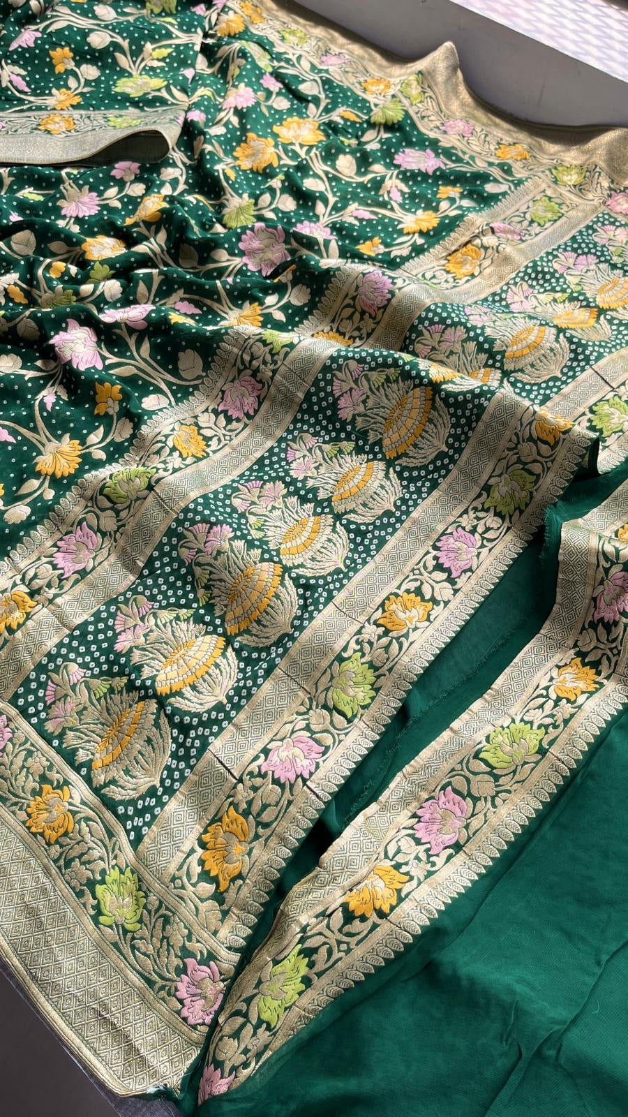 Muvish Khaddi Gorgette saree Indian sarees - Saffronfashionindia