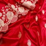 Bridal inspired red Katan saree