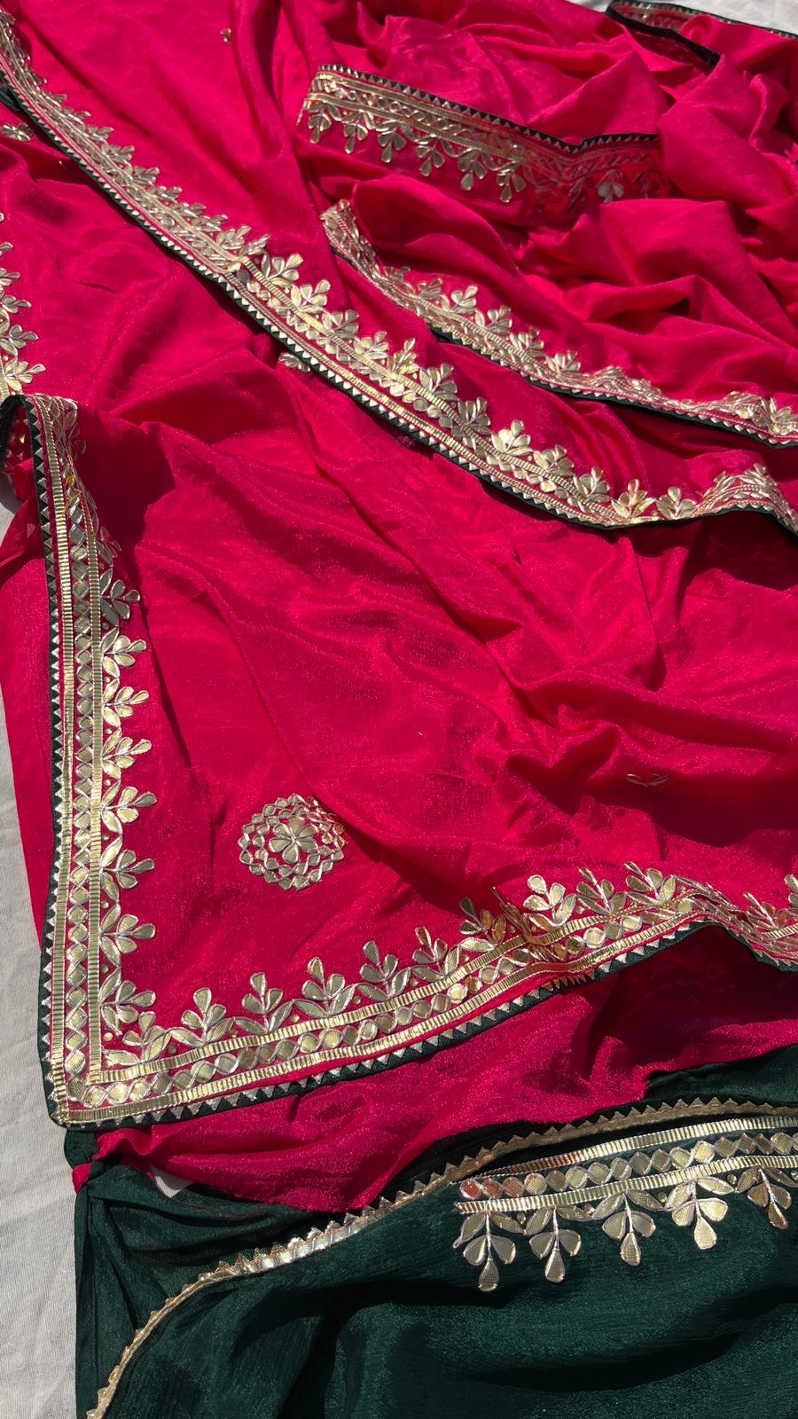 Ramjini chinon crepe Saree Gottapatti sarees - Saffronfashionindia