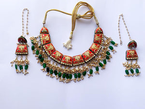 Gulabandi Choker Necklace set Indian jewellery Meenakari necklace set earrings