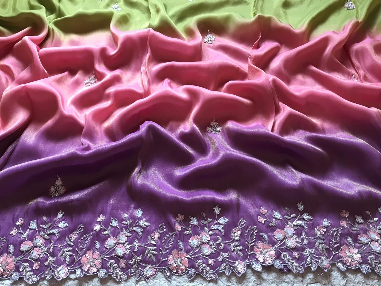 Shaded premium tissue silk saree organza sarees - Saffronfashionindia