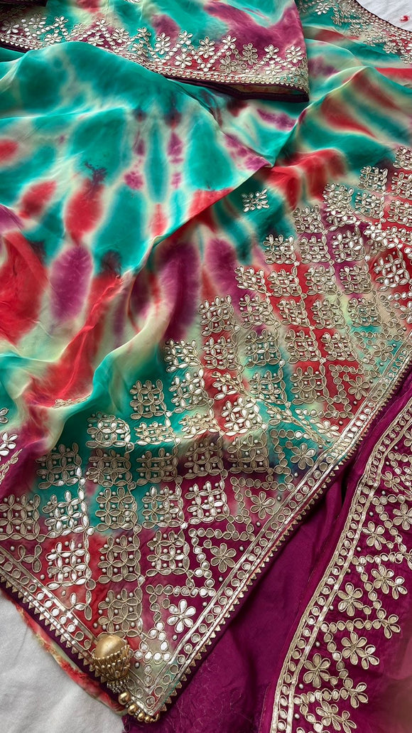 Organza Dilk Shibori Inspired Saree Indian Sari