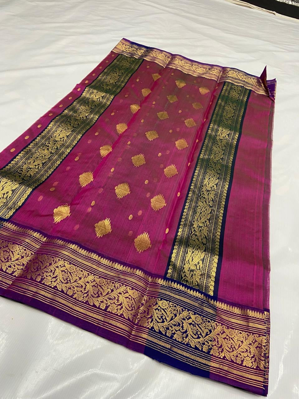 Navisha saree Chanderi silk saree Indian saree blouse - Saffronfashionindia