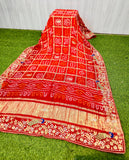 Red gajji silk dupatta gharchola dupatta Indian traditional dupatta SaffronFashion