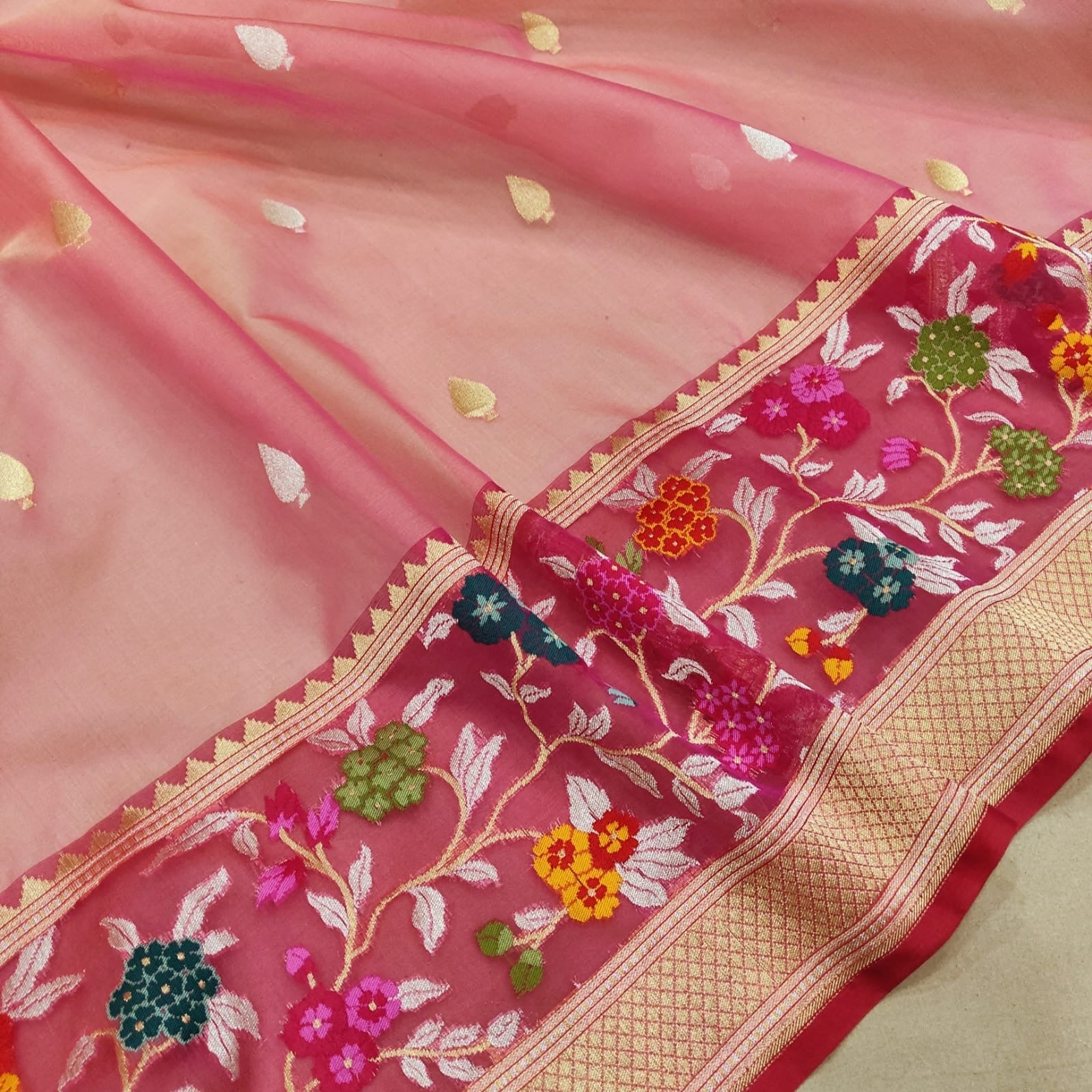 Avshika sarees Kora saree handwoven sari blouse SaffronFashion