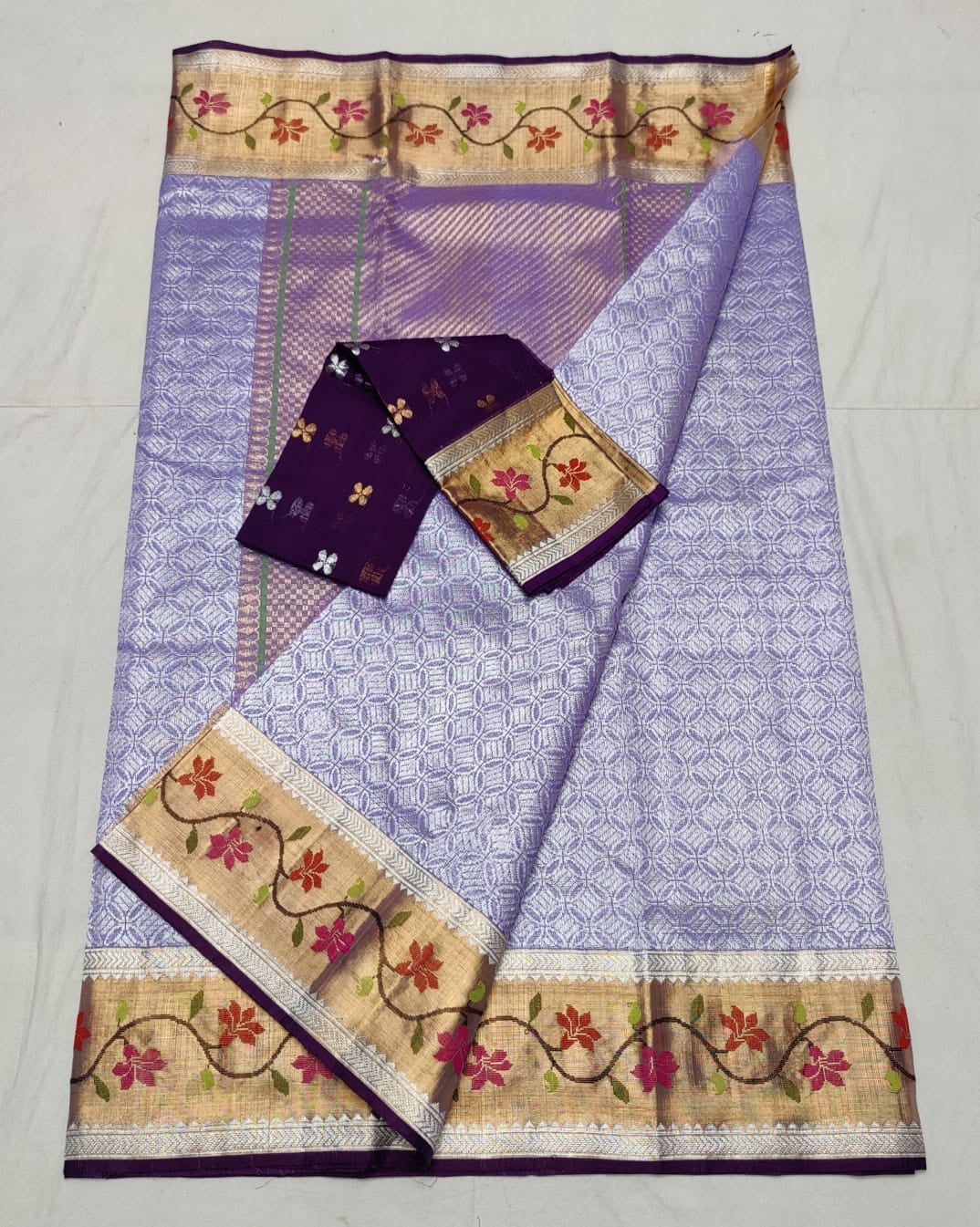 Jamawar zari lavender kota sarees - Saffronfashionindia