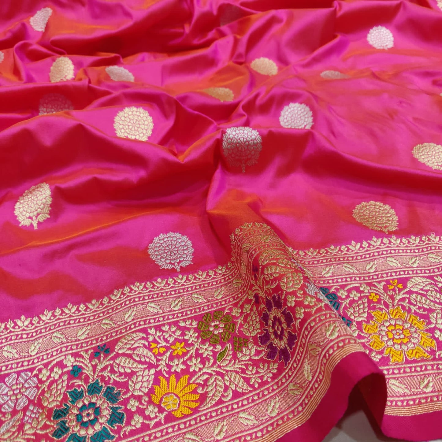 Pink Katan silk handwoven sarees - Saffronfashionindia
