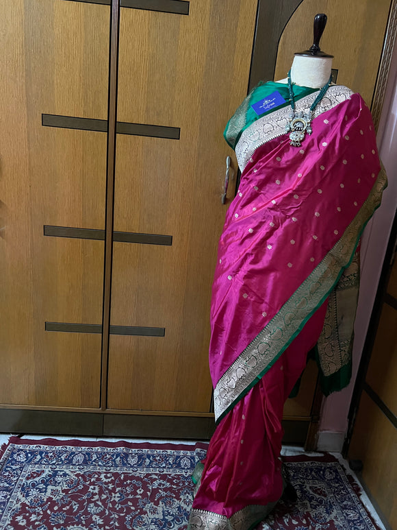 Pink silk Kanchipuram saree traditional sari
