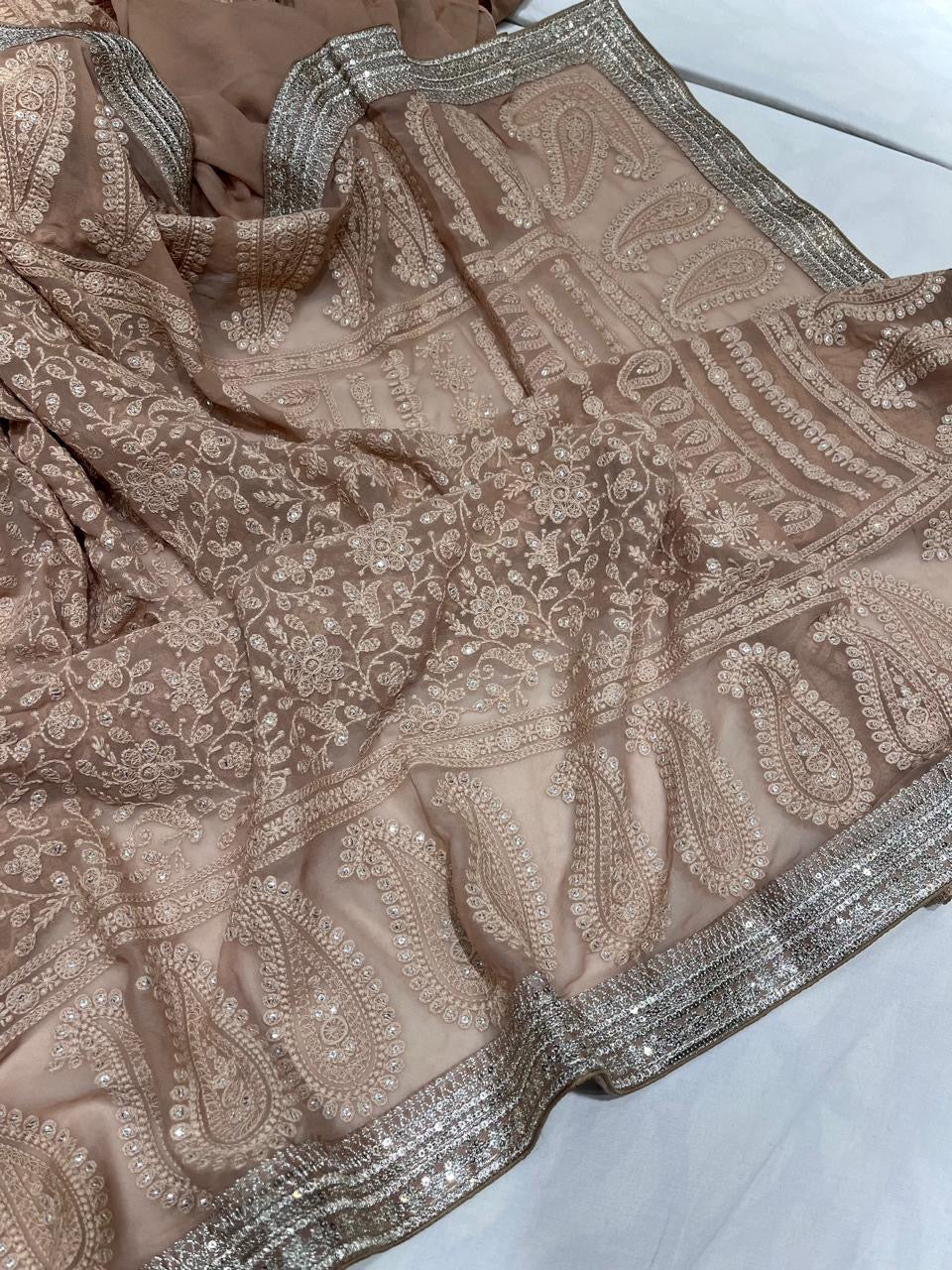 Ramaina Gorgette saree bridesmaid saree Indian sarees - Saffronfashionindia