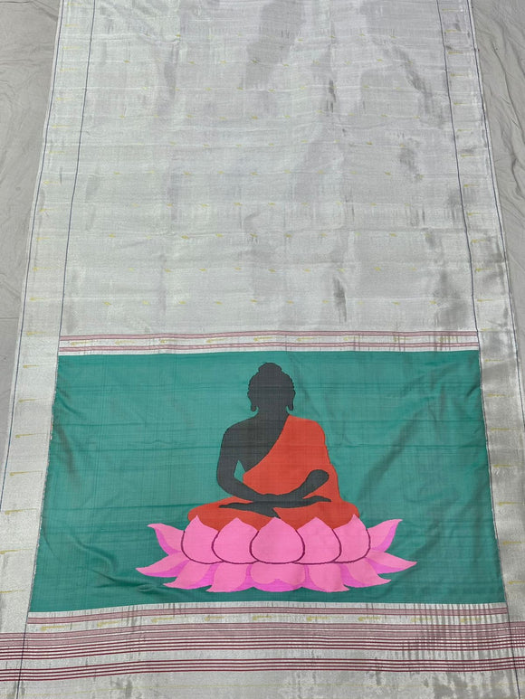 Buddha Inspired Paithani Saree Tissue Pure Silk Saree